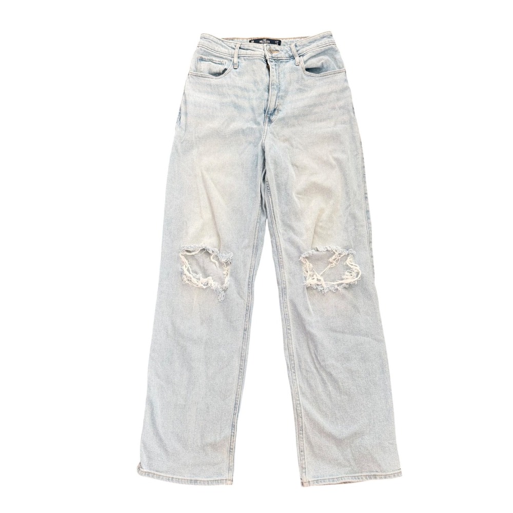 Hollister Dad Jeans Womens 5R W27 L31 Light Wash Distressed Ultra High-Rise